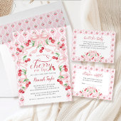 Cherry on Top Pink Bow Baby shower Invitation
