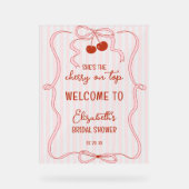 Cherry on Top Pink Bow Classy Stripes Welcome (Recto)