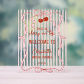 Cherry on Top Pink Bow Classy Stripes Welcome (Neutre)