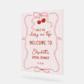 Cherry on Top Pink Bow Classy Stripes Welcome (Angle)