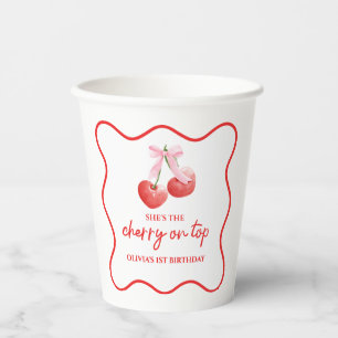 Cherry on Top Roze Strik prettige verjaardag Papieren Bekers