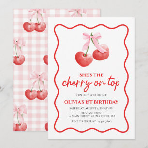 Cherry on Top Roze Strik verjaardag Kaart
