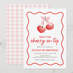 Cherry on Top Roze Strik verjaardag Kaart