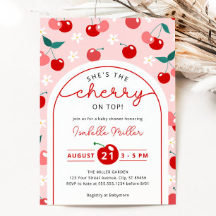 Cherry op Top Baby shower Invitation Kaart