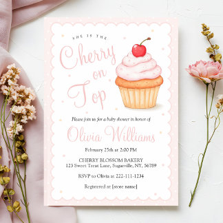 Cherry op Top Baby shower Kaart