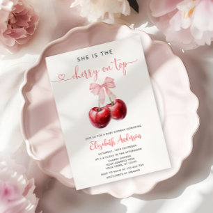 Cherry op Top Baby shower Kaart