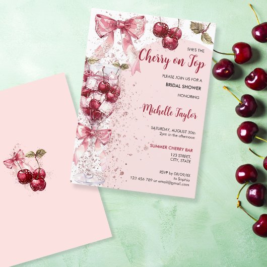 Cherry op Top Bow Boho Arch Zomer Vrijgezellenfees Kaart