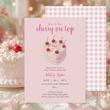 Cherry op Top Cake Baby shower uitnodiging