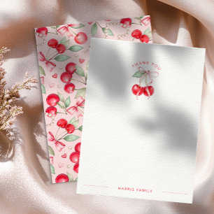 Cherry op Top Coquette Baby shower Bedankt Card