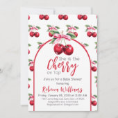 Cherry op Top Coquette Pink Bow Girl Baby shower Kaart (Voorkant)