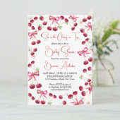 Cherry op top lint coquette baby shower kaart (Staand voorkant)