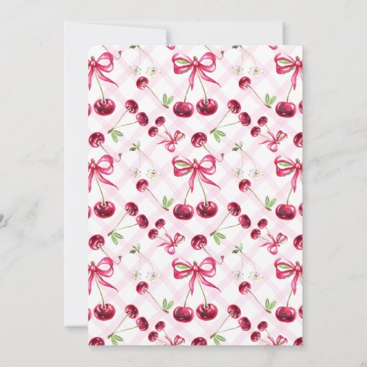 Cherry op top lint coquette baby shower kaart (Achterkant)