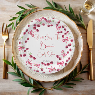 Cherry op top lint coquette baby shower papieren bordje