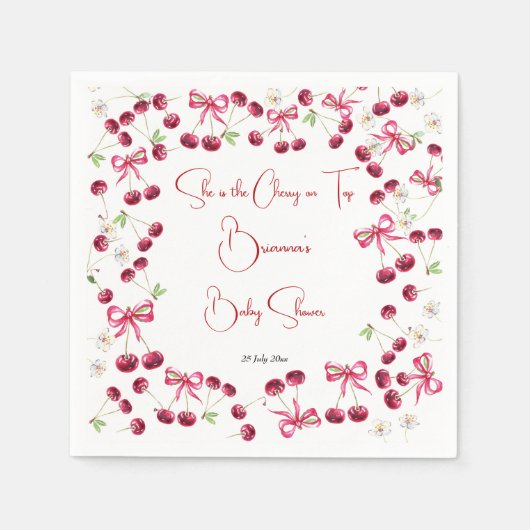 Cherry op top lint coquette baby shower servet (Voorkant)