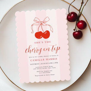 Cherry op Top Meisje Baby shower Invitation Kaart