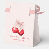 Cherry op Top Pink Bow Baby shower Bedankdoosjes (Achterkant)