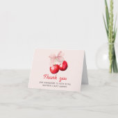 Cherry op Top Pink Bow Baby shower Bedankkaart (Voorkant)