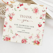 Cherry op Top Pink Bow Baby shower Dank u Bedankjes Labels