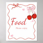 Cherry op Top Pink Bow Baby shower Eten Poster (Voorkant)
