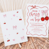 Cherry op Top Pink Bow Baby shower Kaart