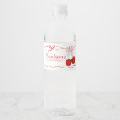 Cherry op Top Pink Bow Baby shower Waterfles Etiket (Voorkant)