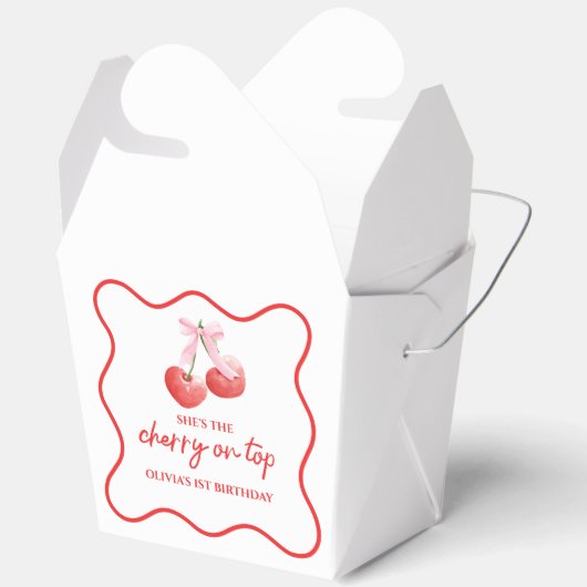 Cherry op Top Pink Bow preppy verjaardag Bedankdoosjes (Open)