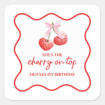 Cherry op Top Pink Bow preppy verjaardag