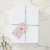 Cherry op Top Roze Bow Baby shower Cadeaulabel (Met Touw)