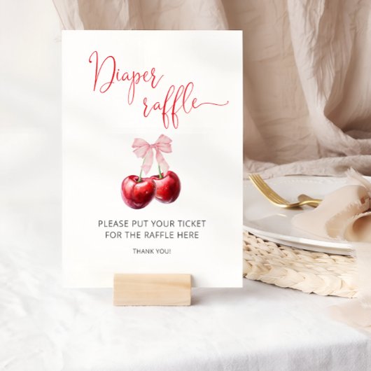 Cherry op Top Roze Bow Baby shower Luier Raffle Poster