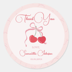 Cherry op Top Roze Bow Baby shower Ronde Sticker