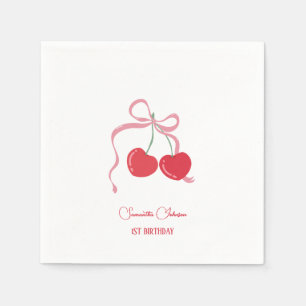 Cherry op Top Roze Bow Baby shower Servet