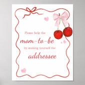 Cherry op Top Roze Bow BabyShower Envelope Station Poster (Voorkant)