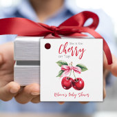 Cherry op Top Roze Bow Meisje Baby shower Bedankjes Labels