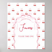 Cherry op Top Roze Bow Rode Baby Meisje Douche Poster (Voorkant)