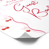 Cherry op Top Roze Bow Rode Baby Meisje Douche Poster (Hoek)