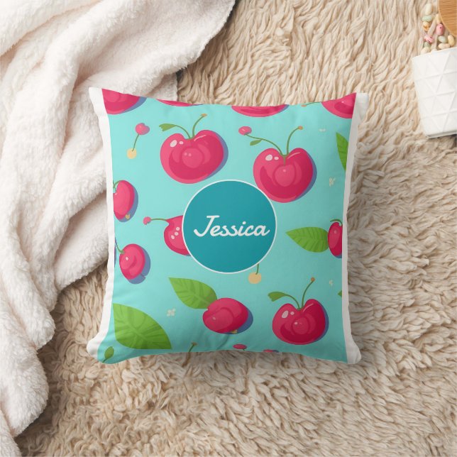 Cherry Pastel Kleurrijk Gepersonaliseerd Patroon Kussen (Deken)