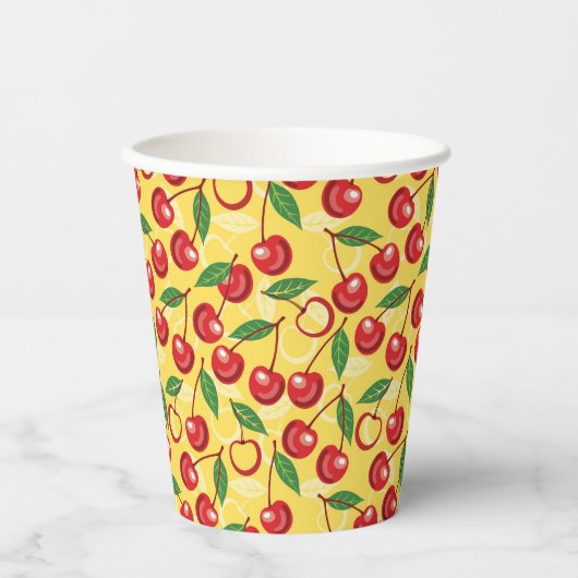 Cherry-patroon Papieren Bekers (Voorkant)