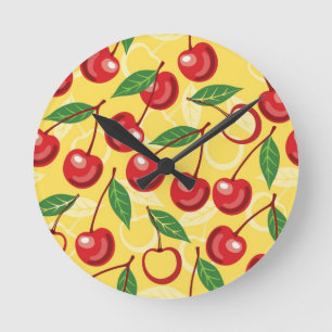 Cherry-patroon Ronde Klok