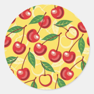 Cherry-patroon Ronde Sticker