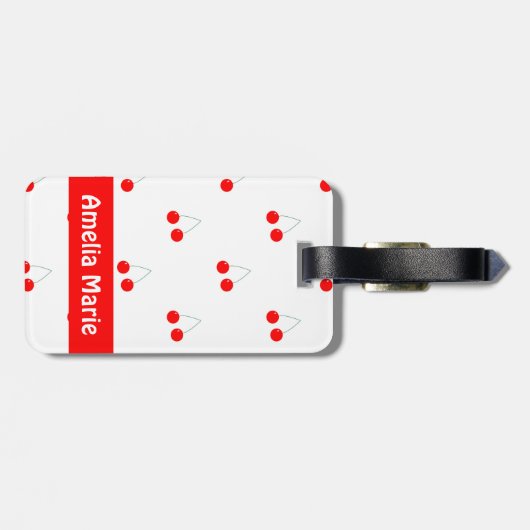 Cherry Pattern Fruit Personalize Bagagelabel (Achterkant horizontaal)