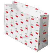 Cherry Pattern Gift Bag Schattige Rood & Wit Party Groot Cadeauzakje (Achterkant Gekanteld)