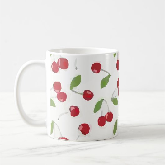 Cherry Pattern Red Koffiemok (Links)