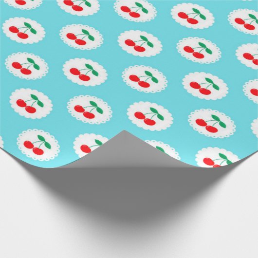 Cherry Pattern – Retro Fruit Gift & Decor Cadeaupapier (Hoek)