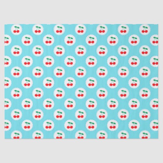 Cherry Pattern – Retro Fruit Gift & Decor Tissuepapier (Voorkant)