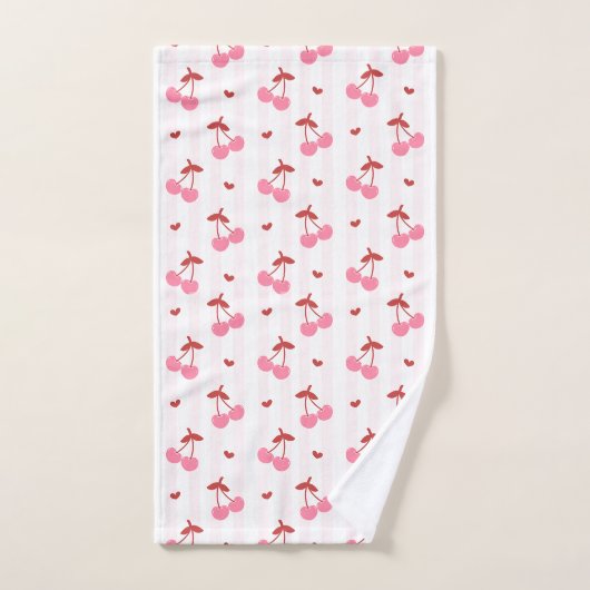 Cherry Pattern with Hearts  (Serviette à main)