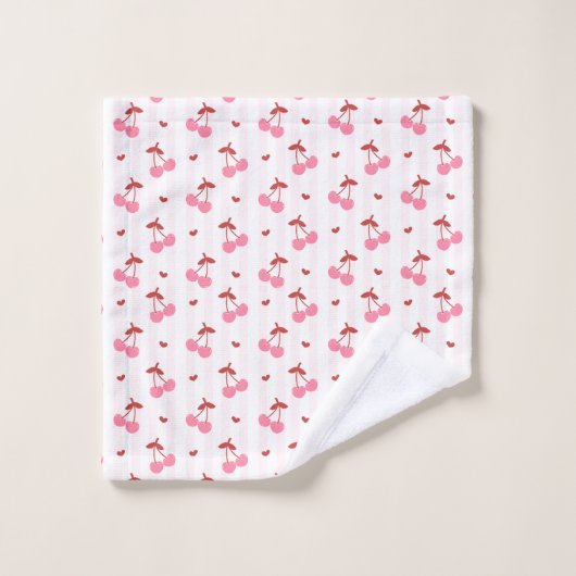Cherry Pattern with Hearts Bad Handdoek (Wasdoekje)