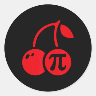 Cherry Pi Day Funny Wiskunde Nerd Pie Teacher 3.14 Ronde Sticker