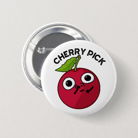 Cherry Pick Funny Fruit Pun Ronde Button 5,7 Cm (Voorkant /achterkant)
