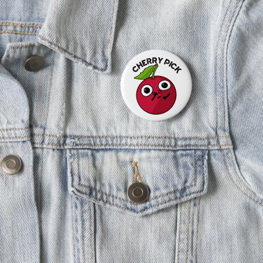 Cherry Pick Funny Fruit Pun Ronde Button 5,7 Cm (In situ)