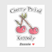 Cherry Picked Schattigee naam Trendy Fruit Modern Sticker (Vel)